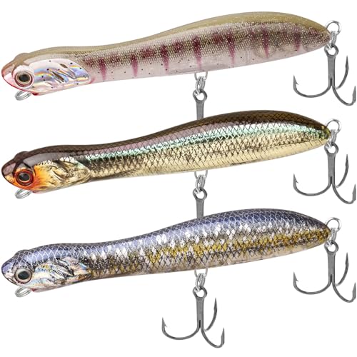 TRUSCEND iscas de pesca para truta flutuante cola giratória Topwater Swimbaits Bass iscas de água doce de água salgada Bass kit de iscas de pesca Lifelike presentes de pesca para homens