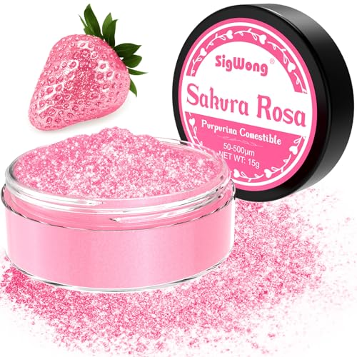 Purpurina Comestível, 15 g Sprinkles purpurina comestível decoração de substituição, comida comestível para bolo, madalenas, bebidas, chocolate - Sakura rosa