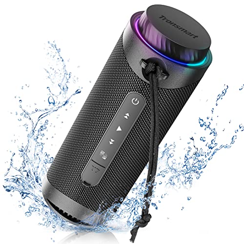 Tronsmart T7 Altifalante portátil Bluetooth 5.3, luzes LED e proteção de água IPX7, graves poderosos com som Stereo de alta fidelidade, Speaker exterior sem fios com EQ para festas, viagens