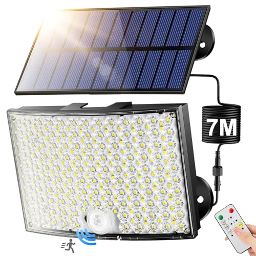 Luzes solares LED para exterior e jardim, [268 LED/5 modos/7 m] luz solar exterior, 2200 mAh Lanternas solares exteriores, holofote solar exterior holofote LED exterior, IP65 Foco LED luzes solares