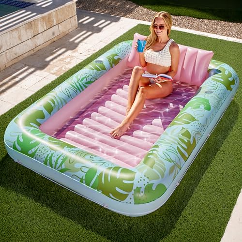 Sloosh Chaise Longue gonflável pour bronzage XL, 85" x 57"/2,1 * 1,4 m Baignoire de bronzage extra grande para adultos, Lit gonflável, flutuador de salão em Radeau