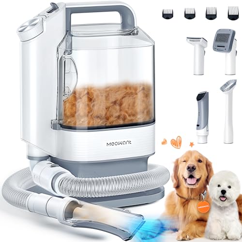 Meowant Máquina de cortar pelo cães, 3,2 l aspirador de pelo de cão, corta-pelos profissionais de cães, 5 ferramentas de sanita, aspirador de cabelo cão, sucção de nível 3