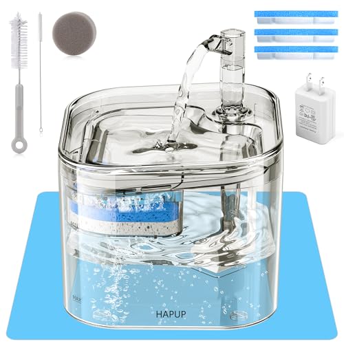 HAPUP Fonte automática para gatos bebé gatos fonte de água gatos silenciosa fonte gatos água gatos água 2,2 l com 2 modos sistema de filtragem múltipla bomba de água para gato animais de estimação