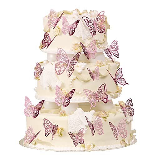 OSDUE Topper de bolo, top de bolo de borboleta, top de bolo de aniversário de borboleta, top de bolo de festa de aniversário para decoração de comida de festa de aniversário de casamento