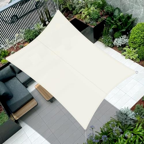 Cool Area Toldo vela de sombra impermeável, retangular, 3 x 5 m, proteção UV, PES para pátio exterior e jardim, terraço-creme