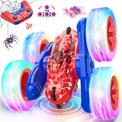 Mieryd Spider Carro telescópico Acrobacia, RC carro Monster Truck 4 x 4 Crawler com luz, brinquedo criança 3 4 5 6 7 8 9 anos jogo infantil exterior presente de aniversário brinquedo remoto controlo
