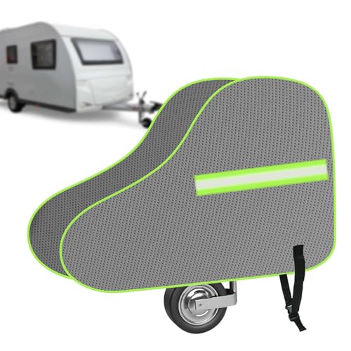 URAQT Capa para reboque de caravana capa impermeável coberta com tiras refletoras verdes duradoura impermeável contra chuva e poeira (clássica refletora - cinzento)