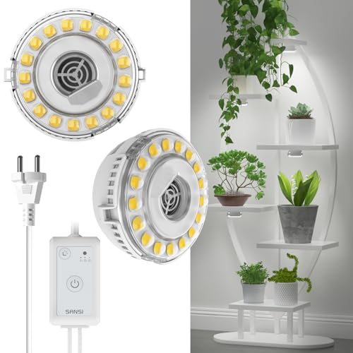 SANSI Candeeiro de cultivo plantas de 150 W de espectro completo 4000 K, luzes de crescimento regulável com temporizador automático 4/8/12 H e 4 níveis de brilho para plantas de interior