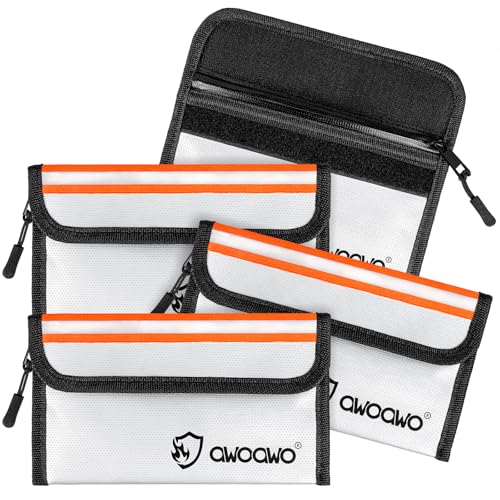 4 peças saco anti-fogo para dinheiro, 20 x 13 cm, documentos ignífugo com isolamento térmico e tiras refletoras para objetos de valor, passaporte, conta - prata