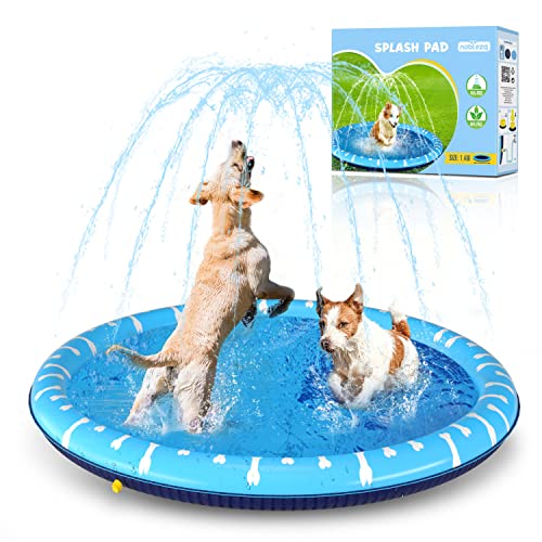 Nobleza Piscina para cães grandes, D140 cm/55 in piscina dobrável para cão, Splash Pad cão, engrossar 0,55 mm, tapete antiderrapante para jogos de água, brinquedo de verão para jardim ao ar livre