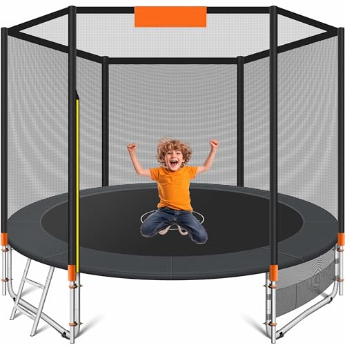 KESSER® Rede de segurança de substituição para trampolim, rede de proteção para trampolim, resistente a raios UV, Ø 244, 305, 366, 427 cm, porta de entrada com fecho de correr