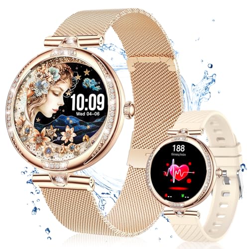 Vicloon Relógio inteligente mulher com chamadas, Smartwatch mulher com acompanhamento menstrual, vários modos desportivos, monitor de sono/SpO2/monitor de sono, IP68 impermeável, para iOS Android