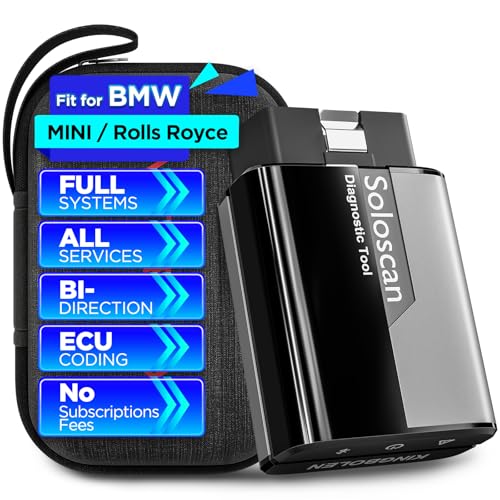KINGBOLEN Soloscan OBD2 Diagnóstico para BMW/Mini Cooper/Rolls Royce, Bluetooth Diagnóstico de carro, diagnóstico de todos os sistemas, 50 reinicialização, codificação ECU, atualizações gratuitas