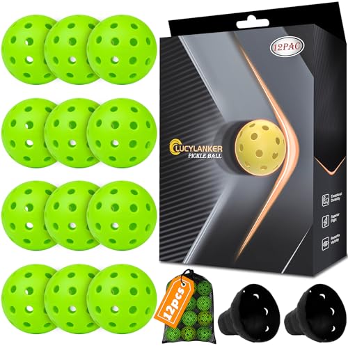LUCYLANKER Bolas de Pickleball ao ar livre, 40 furos para jogos desportivos, duráveis e de alto ressalto para todos os estilos de paleta