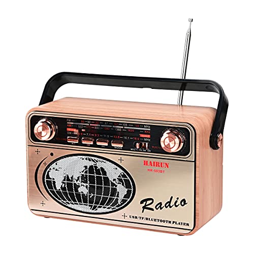 Am SW FM Rádio vintage retro portátil, rádio Bluetooth portátil, USB incorporado, TF/SD Kart, entrada AUX, para decoração de casa, presente