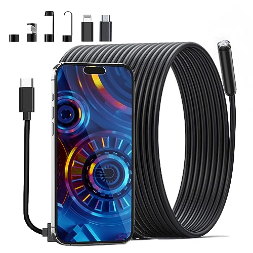 AOPICK Endoscópio câmara com luz, borescópio esgoto cobra câmera, 8 LED luzes impermeáveis drenagem cabo Scope câmara para parede do duto de tubos de canalização (32,8 FT)