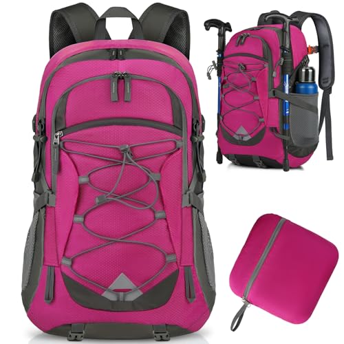 IGOLUMON Mochila de caminhada de 40 l mochila dobrável ultraleve mochila de viagem mochilas de marcha para homem mulher para acampar viagens excursões acampadas montanha ao ar livre, preta