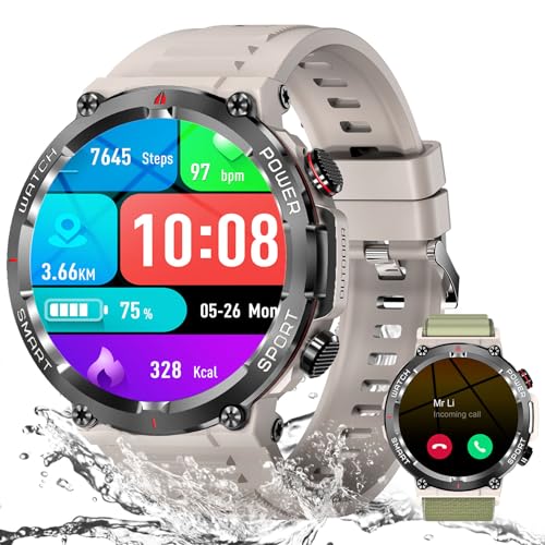 IOWODO Relógio inteligente para homem, Smartwatch 1,39" TFT chamada Bluetooth, 100 modos desportivos Smart Watch pulsómetro/SpO2/monitor de sono/podómetro, IP68 pulseira atividade para Android iOS