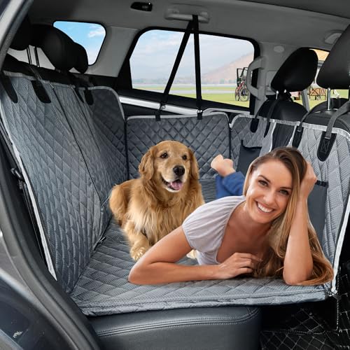 ANOSOSPECIAL Extensão do assento traseiro, capa de assento de carro para cães, rede de viagem animais de estimação impermeável, colchão campismo carros duradouro e fácil de limpar (cinzento)