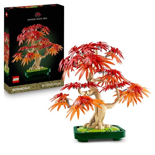 LEGO Botânico bonsai de ácer vermelho japonês - planta artificial com folhas vermelhas e laranja em vaso - Maquete para construção para adultos - presente de decoração de casa para mulheres e homens