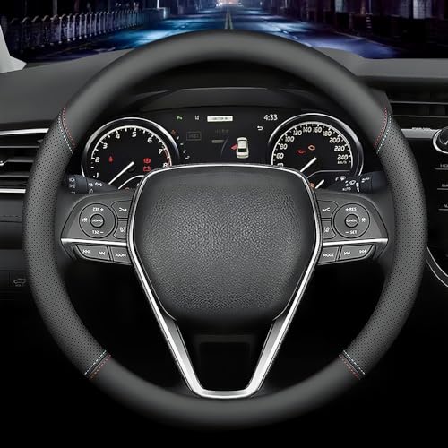 Carodi - Capa para volante de carro, na moda, em couro de napa antiderrapante, 15 polegadas (aprox. 38 cm, universal (preto)