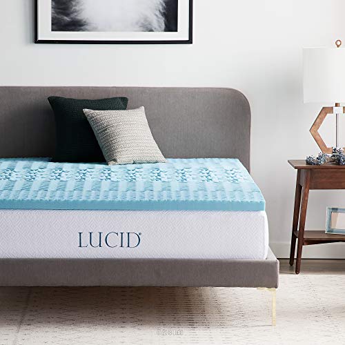 LUCID Sobrecolchão viscoelástico de 5 cm com partículas de gel e divisão por zonas, Topper 120 x 190 cm