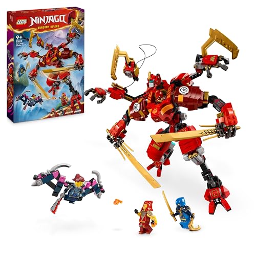 LEGO Ninjago Meca scalador ninja de Kai de brinquedo, conjunto de jogo de aventura com figura com armadura robótica e 4 mini figuras de personagens, presente para meninos e meninas de 9 anos ou mais