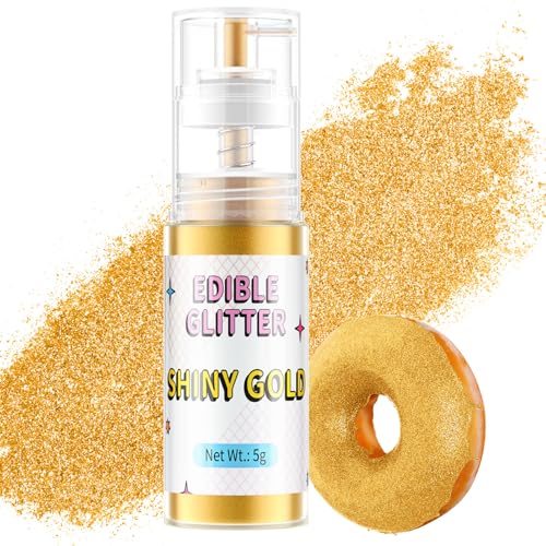 Purpurina Comestível em spray ouro, Waysroma Purpurina comestível substituição Sprinkles cores alimentares pó para bolos, morangos, Fondant, coquetéis, chocolate de páscoa (5 g)
