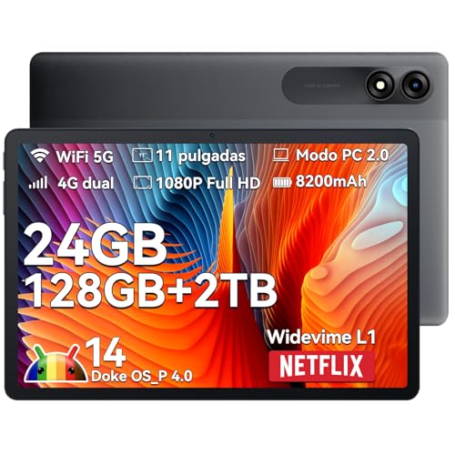 Blackview Tab Tablet de 90 de 11 polegadas, 24 GB RAM +128 GB ROM/TF 2TB Tablet Android 14, duplo 4G LTE & 5G WiFi, Widevine L1, Octa-Core Gaming Tablets, 8200 mAh, BT5.0, câmara dupla 13MP+88 MP,