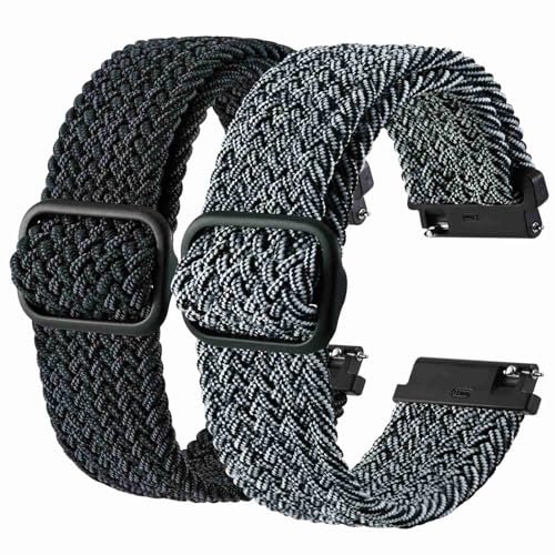 BISONSTRAP 2 peças correias de relógio de nylon trançado, fivela ajustável aprimorada, alças elásticas para homem e mulher, largura da correia 16 mm 18 mm 20 mm 22 mm