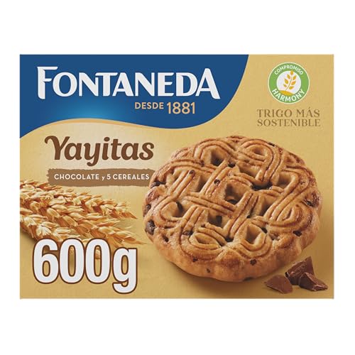 Fontaneda Yayitas bolachas de 5 cereais com pepitas de chocolate, fonte de fibra, 600 g