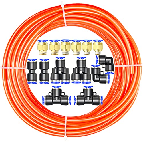 ERGAOBOY Laranja 10 m mangueira de ar de poliuretano, 12 mm OD x 8 mm ID com kits de conectores pneus