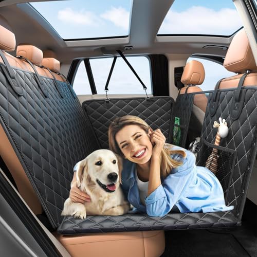 Purecas Capa protetora para assento traseiro de cão com base rígida, ampliação do banco traseiro, 132 x 63 cm, capa protetora para carro, com abas laterais, impermeável, para todos os