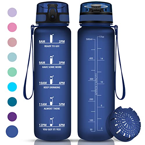 Vikaster Garrafa de água de 500 ml, sem BPA e à prova de fugas, com palha, reutilizável, ideal para escolas primárias, ideal para a escola, ginásio, escritório, corrida