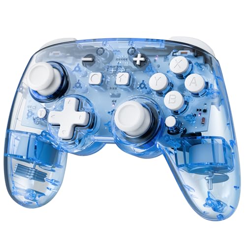 Efecto Hall Mando Pro Switch 2, Mando Inalambrico Compatible con Nintendo Switch 2/OLED/Lite, RGB Bluetooth Controller con 7 LED Colores/Paddle/Turbo, Azul