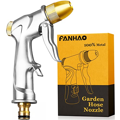 FANHAO Pistola de mangueira de jardim de liga de zinco com de latão completo, pulverizador de mão de metal pesado com, para limpeza de automóveis / rega de relva, limpeza de jardins - áceras