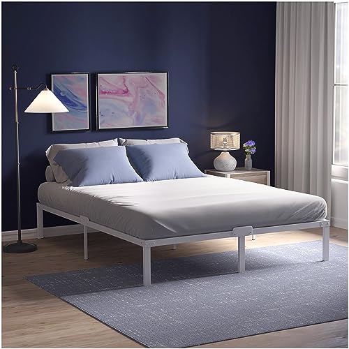 Dreamzie Cama de metal 120 x 200 com elastómero de metal branco, Somier 120 x 200 com pernas - altura de 41 cm, resistente, montagem simples, grande capacidade de armazenamento