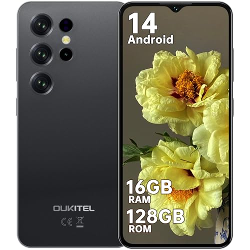 OUKITEL C2 Telefones celulares livres 2025 - 16 GB RAM + 128 GB ROM/TF 1TB telemóvel, bateria 5150 mAh, 6,52" HD ecrã Android 14 smartphone, câmara 13 MP + 5 MP, 4G dual SIM/Face ID/altifalante Z 95 D