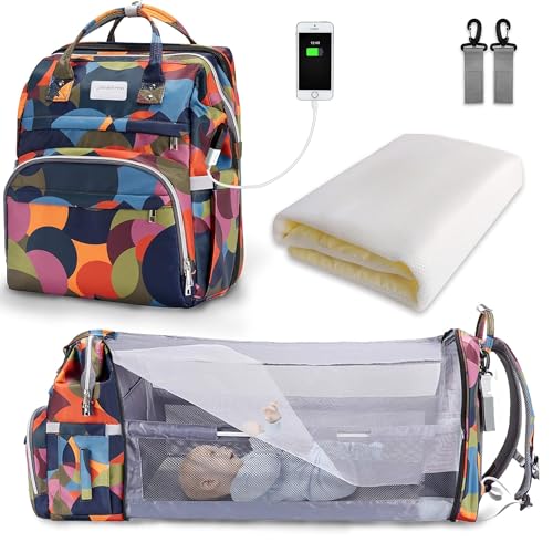 SNDMOR Mochila de fraldas, grande mochila maternidade para bebé, mochila de carrinho de bebé multifuncional, bolsa de fraldas com trocador e porta de carregamento USB, adequada para mãe e pai