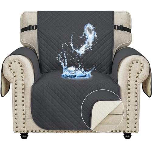 Ystyle Capa de cobertura para sofá de 1 lugar, impermeável capas para sofá, verão, protetor sofá para gatos riscos e cães de estimação, capas para sofá antiderrapante, antimanchas, lavável, cinzento