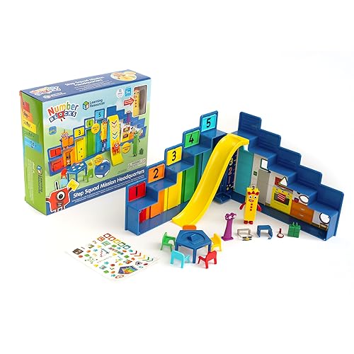 Learning Resources Conjunto Deluxe da sede de operações do Step Squad dos Numberblocks, 3 anos, inclui a figura colecionável de três, elementos ocultos surpresa e folha de adesivos