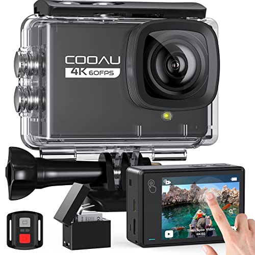 COOAU Nova câmara desportiva 4K60fps 64MP WiFi ecrã táctil com microfone externo câmara subaquática 40 m Type-C EIS estabilização 170° câmara de ação 2 * 1350 mAh baterias/acessórios