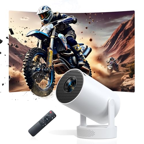 Mini projetor inteligente, projetor de vídeo Hi-Fi aprimorado com suporte para 4K 1080P, 300 lúmenes ANSI, WIFI6 e Bluetooth e projetor Auto Keystone para cinema em casa no quarto