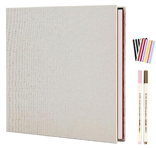 AIOR Álbum de fotos autocolante, álbum de fotos para colar e escrever, DIY Scrapbook álbum para aniversário de casamento de ouro aniversário de Natal para mulher namorada presentes, bege (28 x 27 cm)