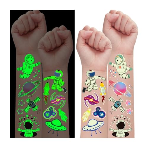Leesgel 30 folhas espaço tatuagens temporárias crianças, tatuagens brilhantes crianças tatuagens crianças tatuagens infantis, enchimento ananás espaço aniversário espaço brinquedo detalhes presentes