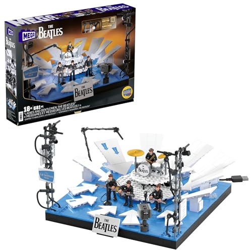 MEGA Conjunto de jogos dos Beatles no The Ed Sullivan Show, blocos de construção com luzes LED, 681 peças, brinquedo de coleção (HV42)