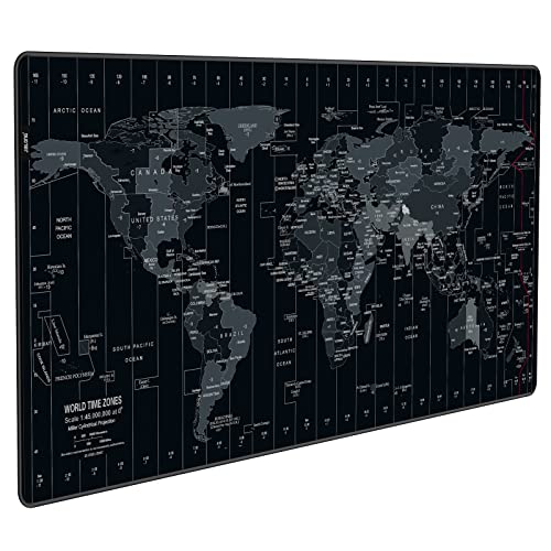 JIALONG Tapete de rato multifuncional grande Gaming Mouse Pad XXL, 900 x 400 mm, lavável, antiderrapante desenhado para jogadores, trabalho de escritório - preto mapa Mundi