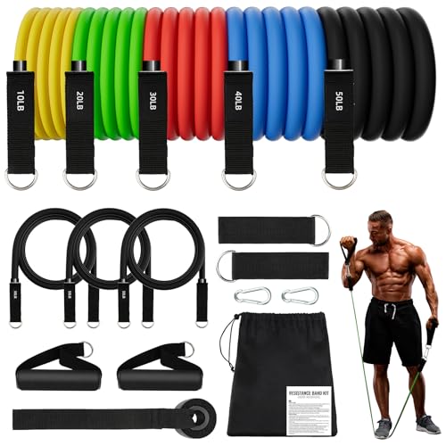 JATEKA Borrachas elásticas para músculos 150 libras, 12 peças, elásticos, fitness musculação, com 5 diferentes níveis de borracha bandas elásticas para ginásio em casa ioga