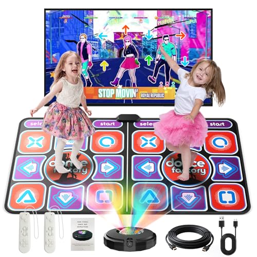 Helangel Tapete de dança para crianças e adultos, tapete de dança interativo para TV com câmera, modelos melhorados, durável antiderrapante duplo tapete de dança musical (166 x 93 cm)