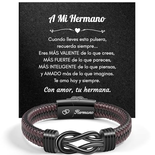 TERRISHE Pulseira homem presente para homem, marido, amigo, pai, dia dos namorados presentes, presente do dia do pai, pulseira de couro trançado para homem gravado aniversário aniversário presente